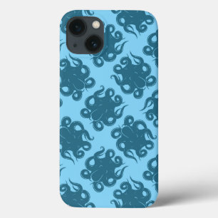Funda Para iPhone 13 Octopus En Patrón Azul