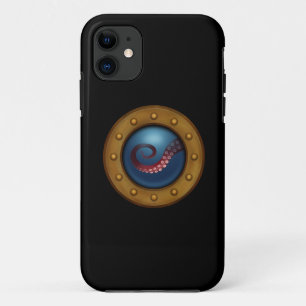 Funda Para iPhone 11 Octopus portoril del barco submarino Steampunk Exp