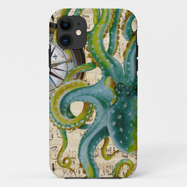 Funda De Case-Mate Para iPhone Octopus Tentacles Compass Music (Reverso)