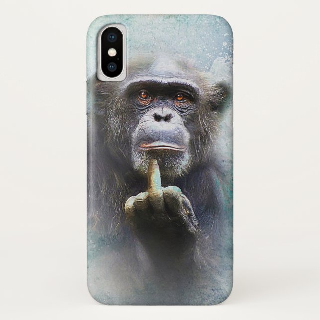 Funda De Case-Mate Para iPhone Ofensiva Graciosa Animal Chimpanzee Dedo Medio (Reverso)