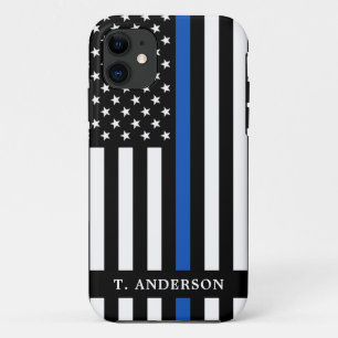 Funda Para iPhone 11 Oficial de Policía Personalizado Línea Azul Delg