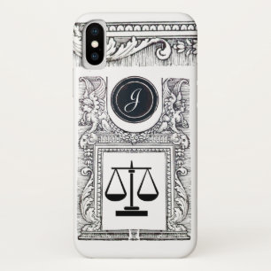 Funda Para iPhone X OFICINA JUSTICIA JURÍDICA, ABOGADO Monograma Blanc