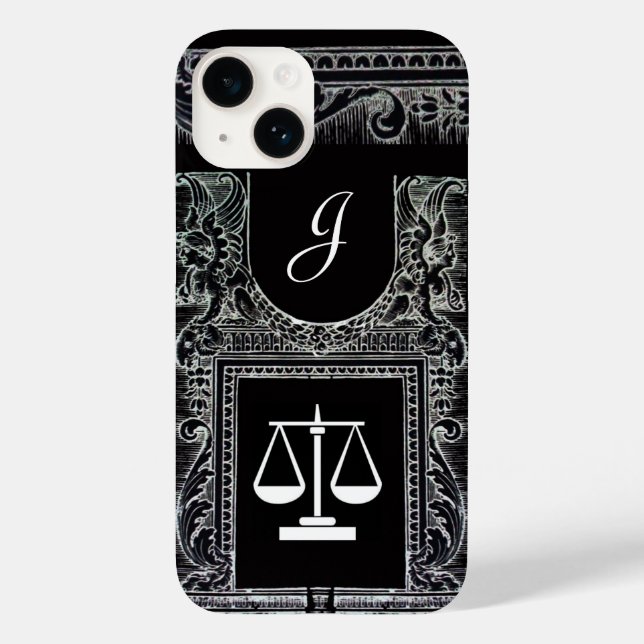 Funda De Case-Mate Para iPhone OFICINA JUSTICIA JURÍDICA, ATTORNEY Monograma Negr (Reverso )