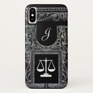 Funda Para iPhone X OFICINA JUSTICIA JURÍDICA, ATTORNEY Monograma Negr
