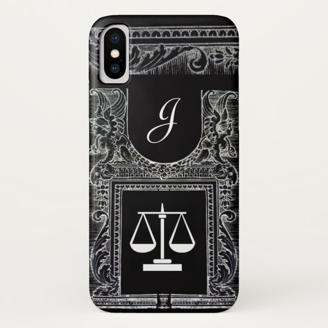 Funda De Case-Mate Para iPhone OFICINA JUSTICIA JURÍDICA, ATTORNEY Monograma Negr (Reverso)