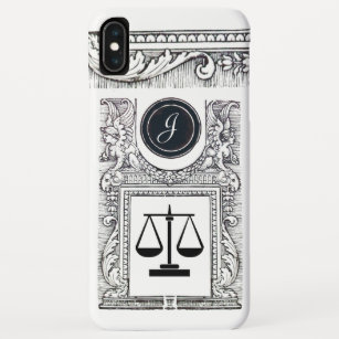 Funda Para iPhone XS Max OFICINA LEGAL de la JUSTICIA, blanco del monograma