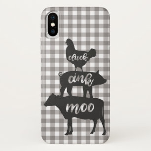 Funda Para iPhone X Oink Moo Pollito de cerdo de vaca de corral de gan
