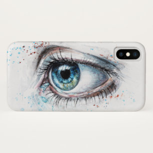 Funda Para iPhone X Ojo azul lloroso (tristeza, simpatía y depresión)
