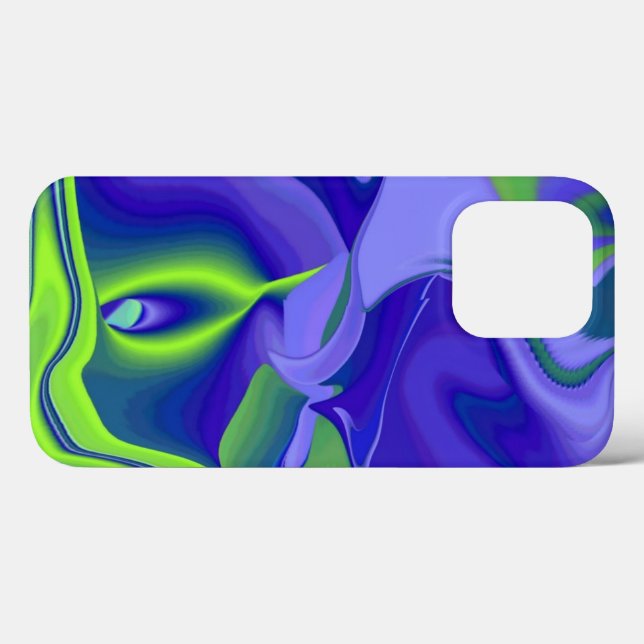 Funda De Case-Mate Para iPhone Ojo malvado , Resumen 3D en púrpura azul verde (Reverso  (Horizontal))