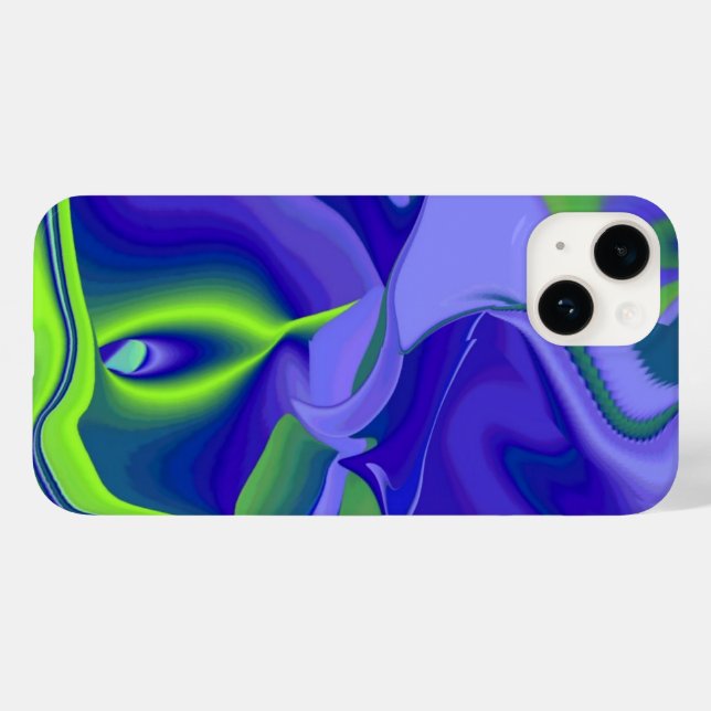 Funda De Case-Mate Para iPhone Ojo malvado , Resumen 3D en púrpura azul verde (Reverso  (Horizontal))