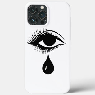 Funda Para iPhone 13 Pro Max Ojo único con Eyelash de lágrima negro/blanco