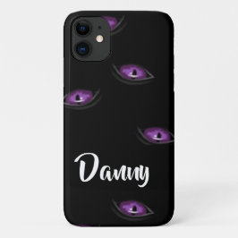 Funda Para iPhone 11 Ojos de gato de nombre personalizado
