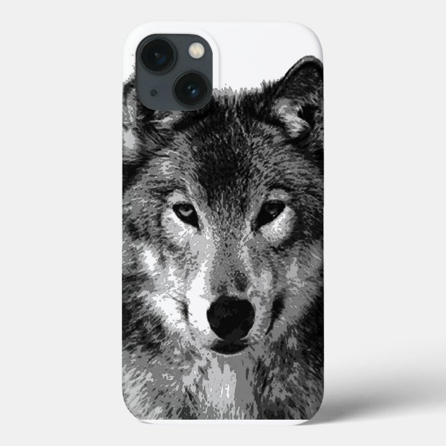 Funda De Case-Mate Para iPhone Ojos de Lobo Blanco y Negro (Reverso)