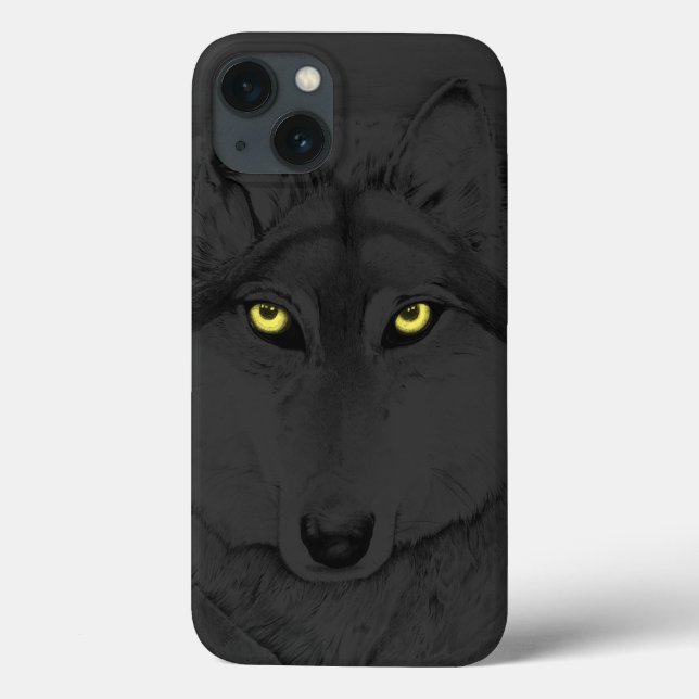 Funda De Case-Mate Para iPhone Ojos de lobo II (ojos amarillos) - gris (Reverso)