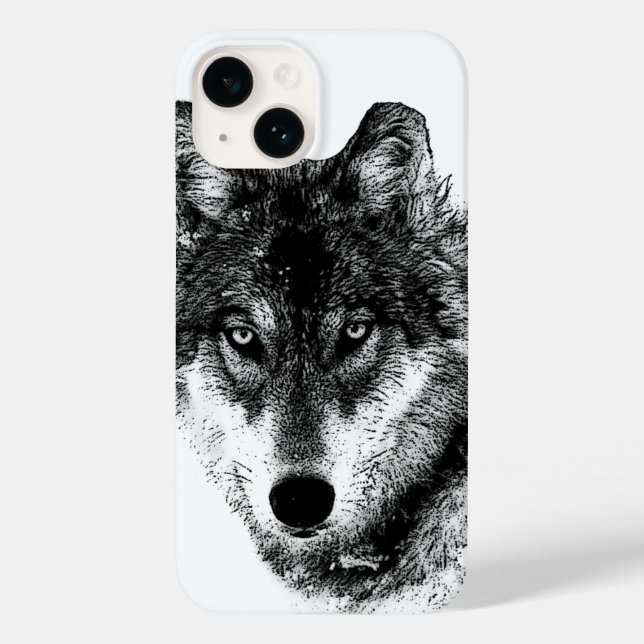 Funda De Case-Mate Para iPhone Ojos de lobo Inspirador blanco negro (Reverso )
