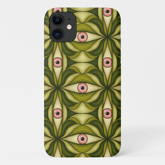 Funda De Case-Mate Para iPhone Ojos Rosa Y Verdes, Patrón Botánico (Reverso)