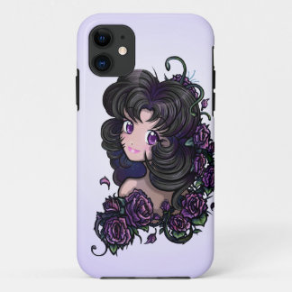 Funda Para iPhone 11 Ojos y flores lindos grandes (caso del animado del