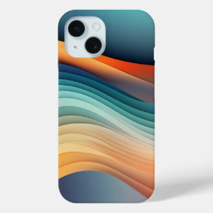 Funda Para iPhone 15 Ola de Arcoíris Moderno Arte Abstracto