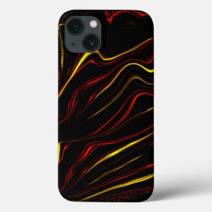 Funda Para iPhone 13 Ola de oro rojo largos trazos sobre fondo oscuro