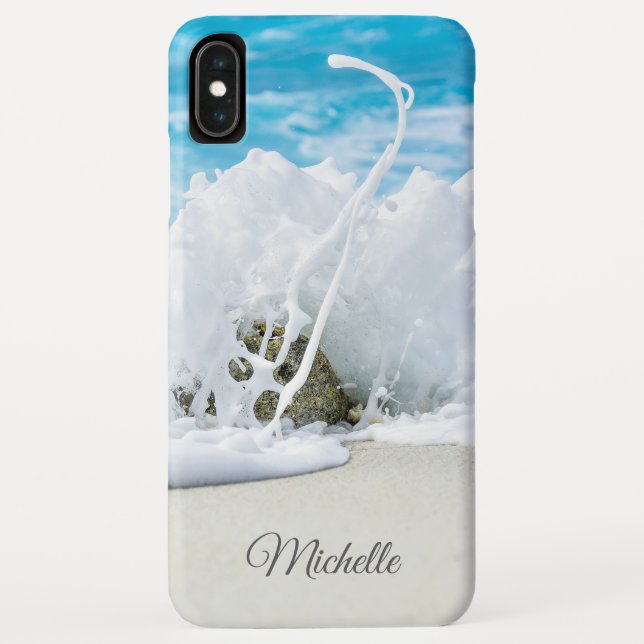 Funda De Case-Mate Para iPhone Ola de Playa Salpicadura Nombre Personalizado (Reverso)