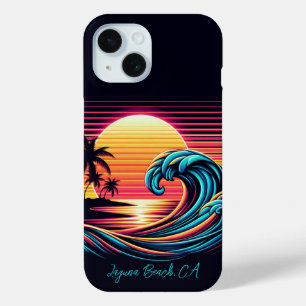 Funda Para iPhone 15 Ola de surf Sunset Retro