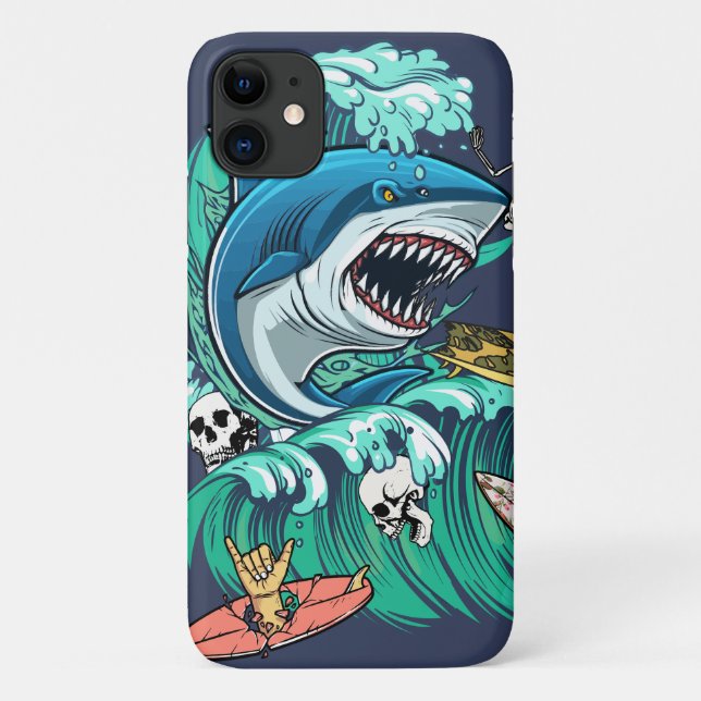 Funda De Case-Mate Para iPhone Ola de tiburón (Reverso)