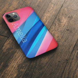 Funda Para iPhone 11 Pro Ola geométrica coral azul