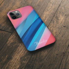 Funda Para iPhone 11 Pro Ola geométrica coral azul