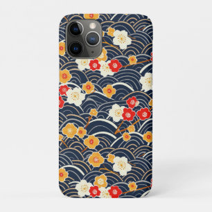 Funda Para iPhone 11 Pro Ola Japonesa De Ciruelo Floral Patrón Floral Marin