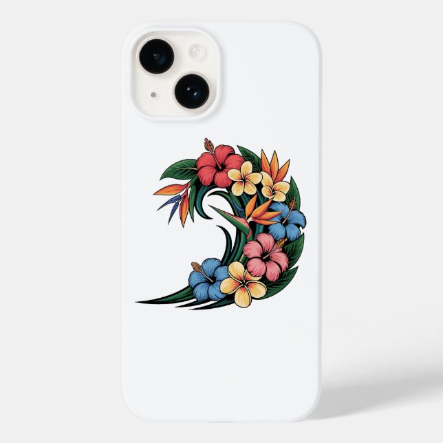 Funda De Case-Mate Para iPhone Ola tropical de flores Ilustracion (Reverso )
