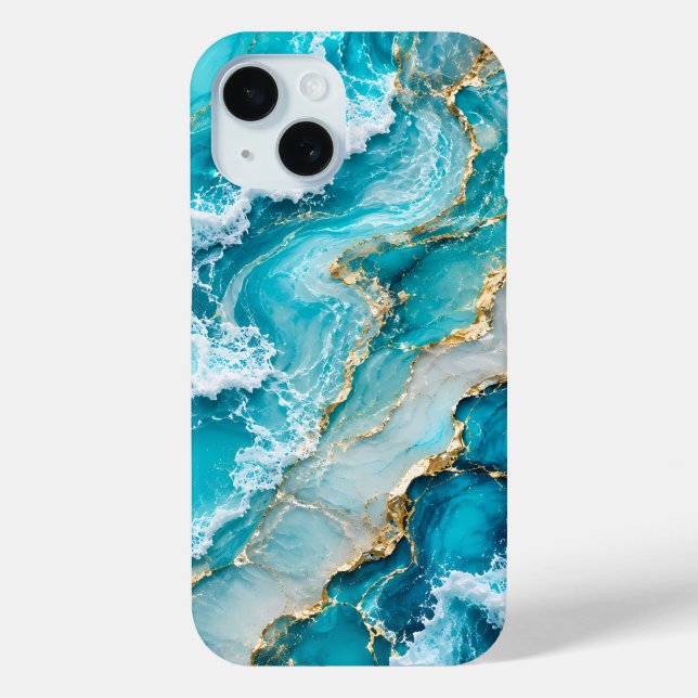 Funda De Case-Mate Para iPhone Olas abstractas de la laguna turquesa (Reverso )