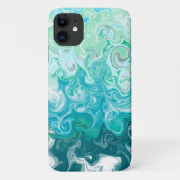 Olas azules y verdes arte fluido digital
