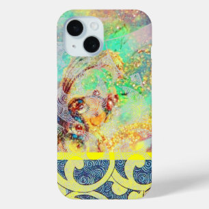 Funda Para iPhone 15 Olas / Brillos azules amarillos brillantes en chis