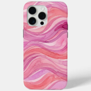 Funda Para iPhone 15 Pro Max Olas de acuarela rosadas