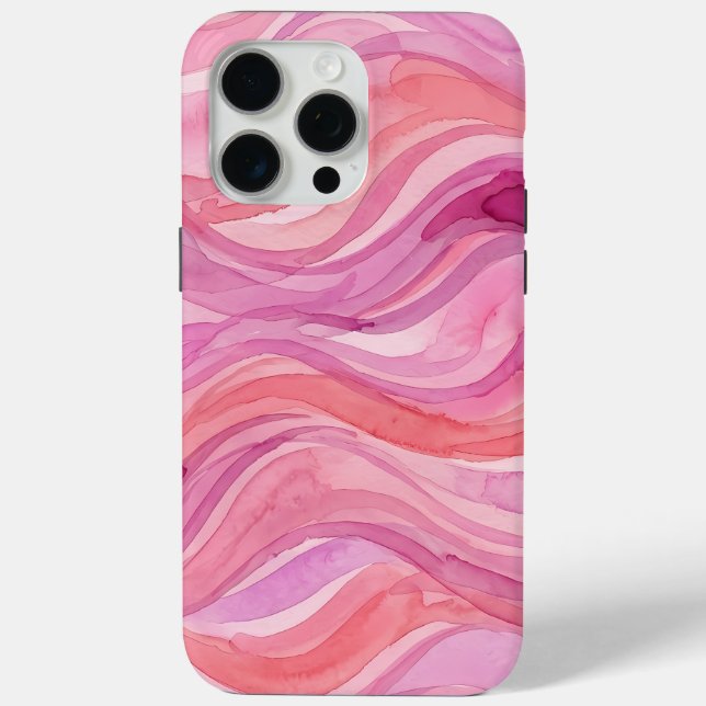 Funda De Case-Mate Para iPhone Olas de acuarela rosadas (Reverso )