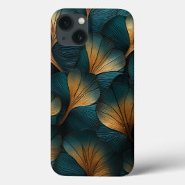 Funda Para iPhone 13 Olas de azul y oro