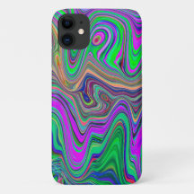 Olas de color trippy Lime Verde y Púrpura