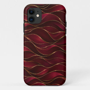 Funda Para iPhone 11 Olas de mármol rojo burgundy elegantes con acento