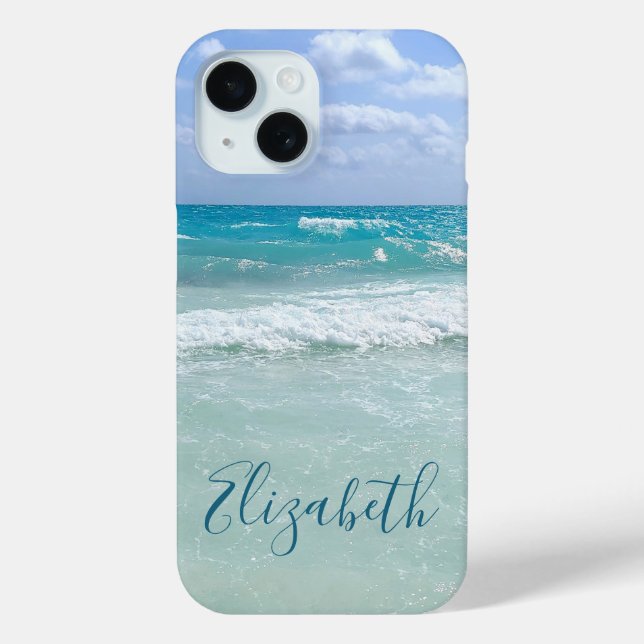 Funda De Case-Mate Para iPhone Olas de Ocean Beach añaden su nombre (Reverso )