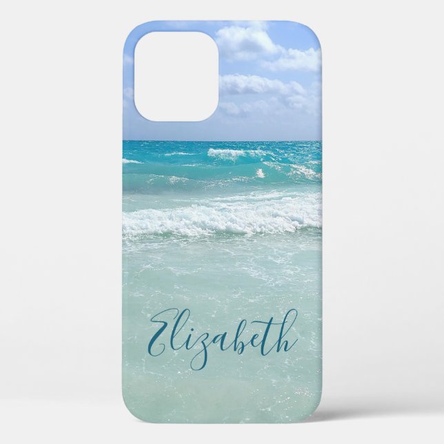 Funda De Case-Mate Para iPhone Olas de Ocean Beach añaden su nombre (Reverso )