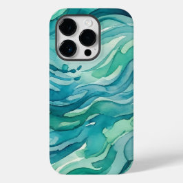 Funda Para iPhone 14 Pro De Case-Mate Olas de océano de acuarela azul verdoso