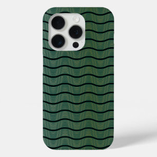 Funda Para iPhone 15 Pro Olas de Patrones Verdes de lujo Art Deco