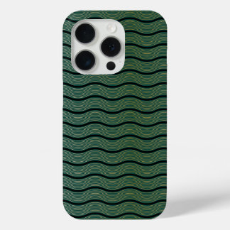 Funda Para iPhone 15 Pro Olas de Patrones Verdes de lujo Art Deco