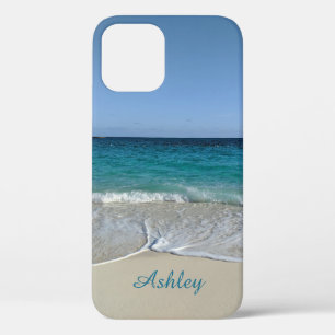 Funda Para iPhone 12 Olas del océano azul en una playa del Caribe V2