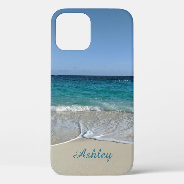 Funda De Case-Mate Para iPhone Olas del océano azul en una playa del Caribe V2  (Reverso )