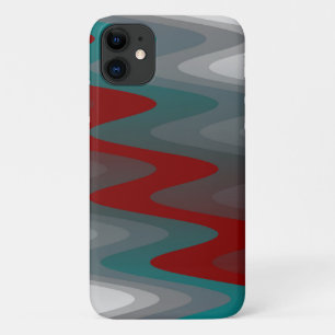 Funda Para iPhone 11 Olas grises de Borgoña verde azuladas