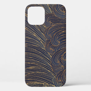 Funda Para iPhone 12 Olas minimalistas, arte de la línea de montaña.
