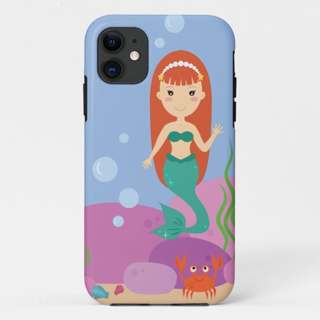 Funda De Case-Mate Para iPhone Olas submarinas de la pequeña sirena chica (Reverso)