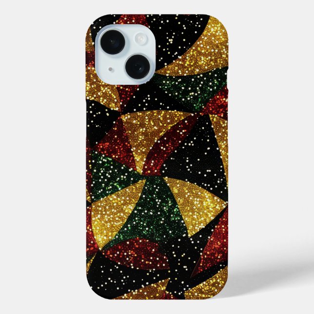 Funda De Case-Mate Para iPhone Olas verdes rojas de Purpurina festivo (Reverso )