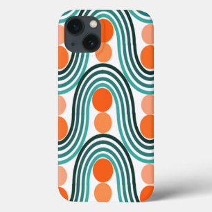 Funda Para iPhone 13 Olas y círculos modernos de mediados del siglo XX